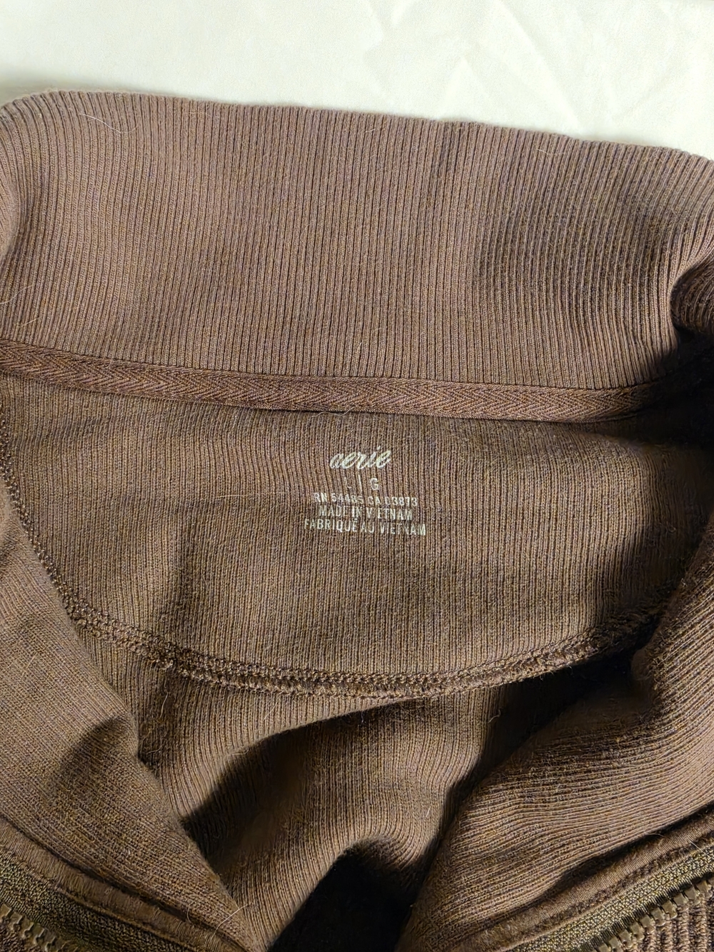 aerie Womens Ribbed Half-Zip Sweater in Mauve - Picture 3 of 3
